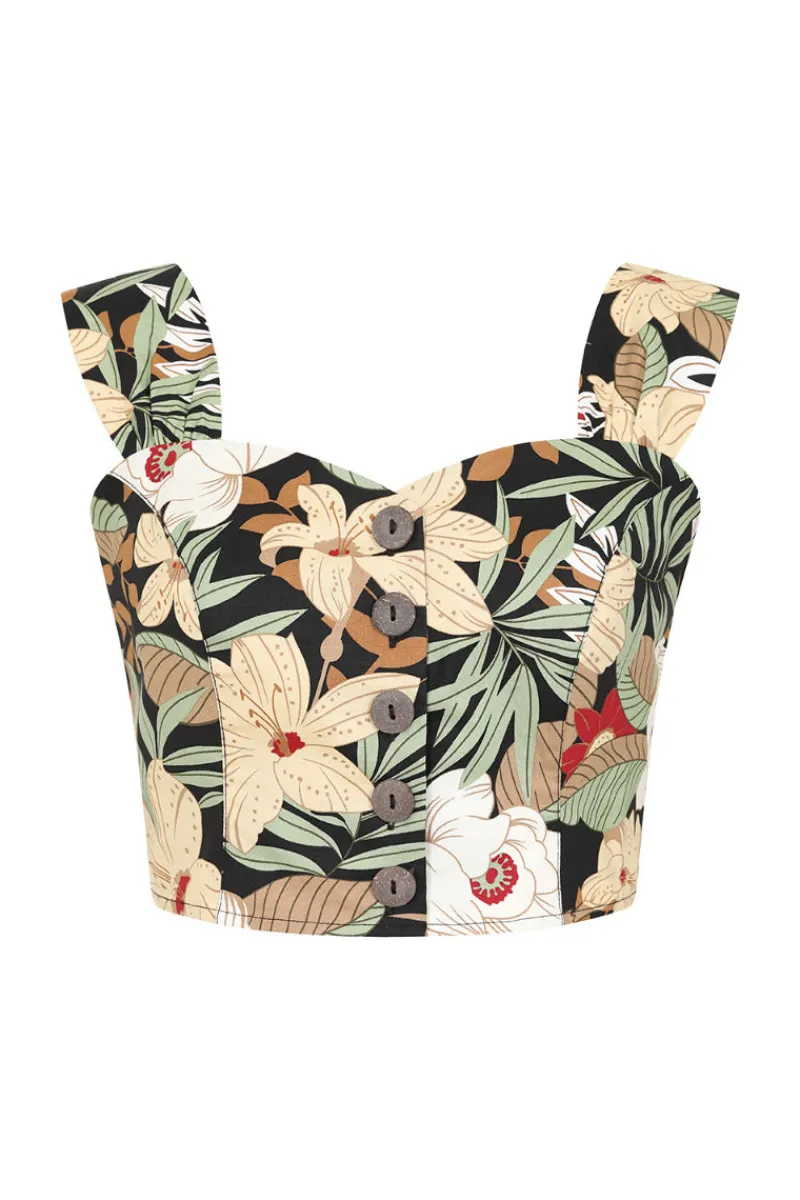 Hell Bunny Adelaida Crop Top Black Discount