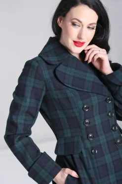 Hell Bunny Alessandra Coat Green New