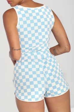 Hell Bunny Alexis Shorts Blue Clearance