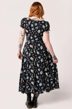 Hell Bunny Amanita Midi Dress Black New