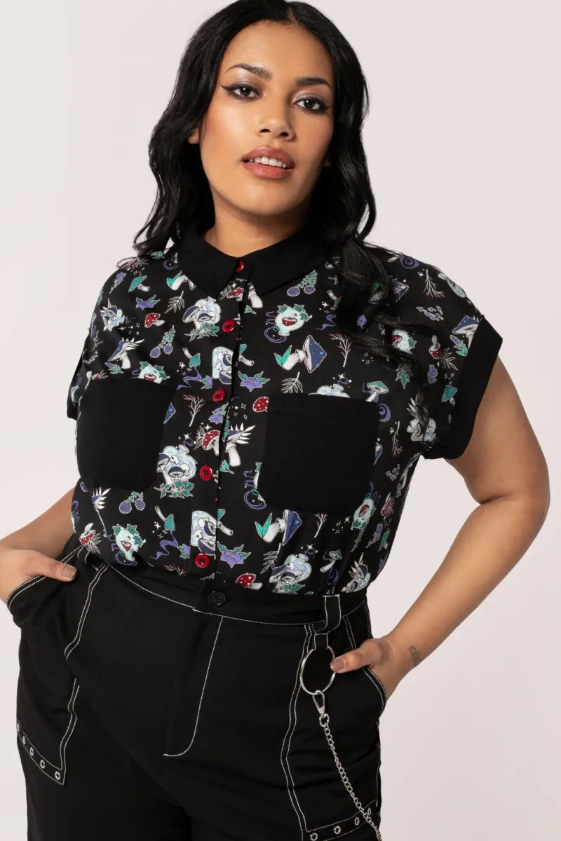 Hell Bunny Amanita Shirt Black Sale