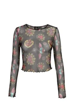 Hell Bunny Amias Mesh Top Black Discount