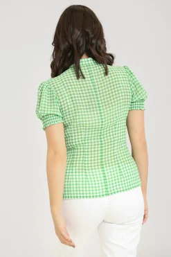 Hell Bunny Anne Marie Blouse Green Sale