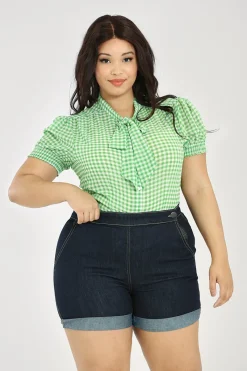 Hell Bunny Anne Marie Blouse Green Sale