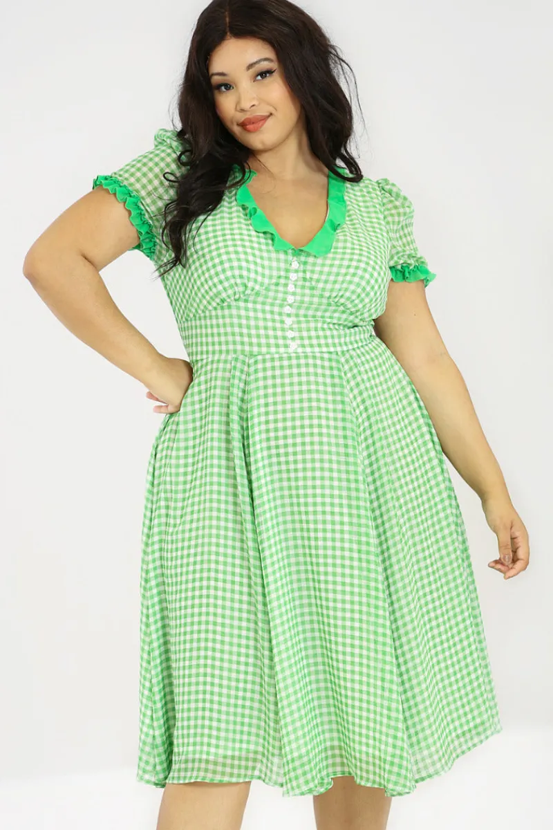 Hell Bunny Anne Marie Dress Green