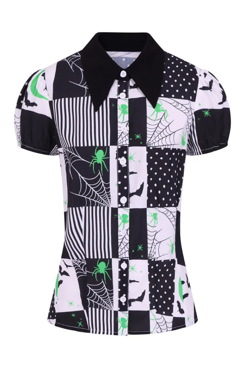 Hell Bunny Annie Blouse Black Clearance