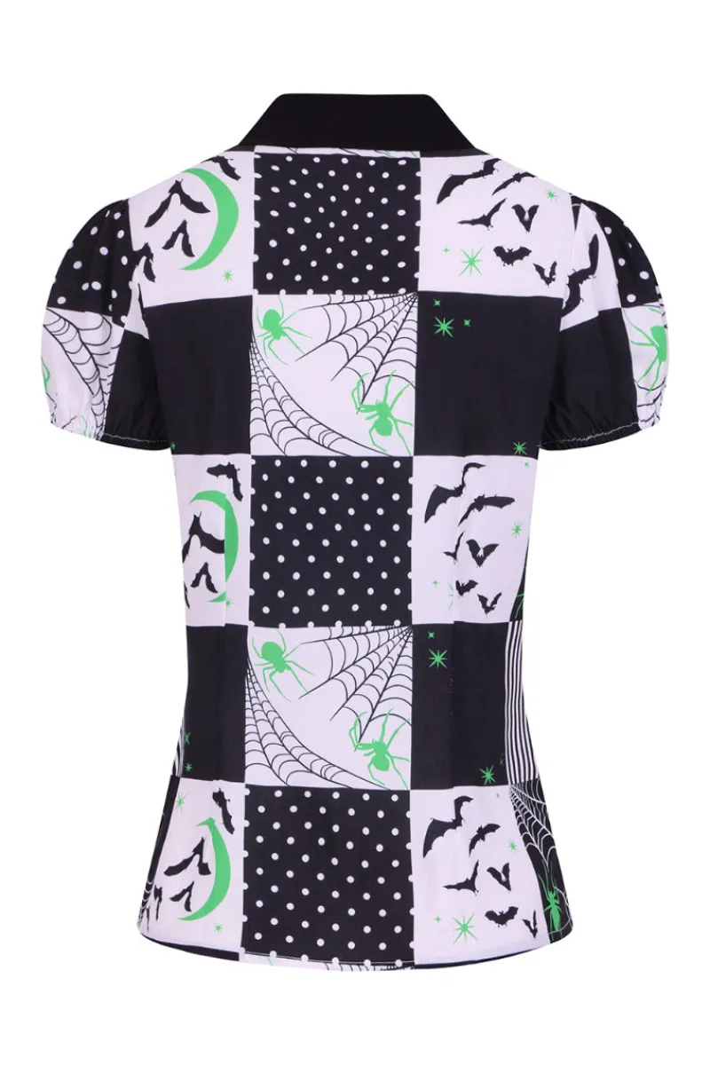 Hell Bunny Annie Blouse Black Clearance