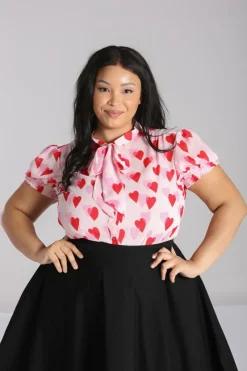 Hell Bunny Aphrodite Blouse Pink New