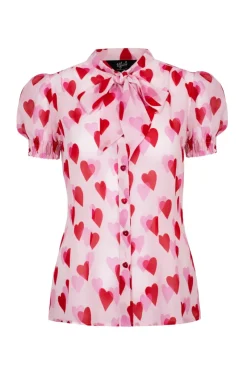 Hell Bunny Aphrodite Blouse Pink New