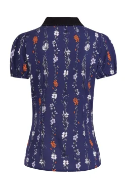 Hell Bunny Asta Blouse Blue New