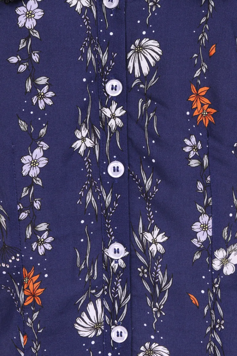 Hell Bunny Asta Blouse Blue New