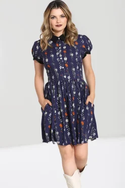 Hell Bunny Asta Mini Dress Blue Discount
