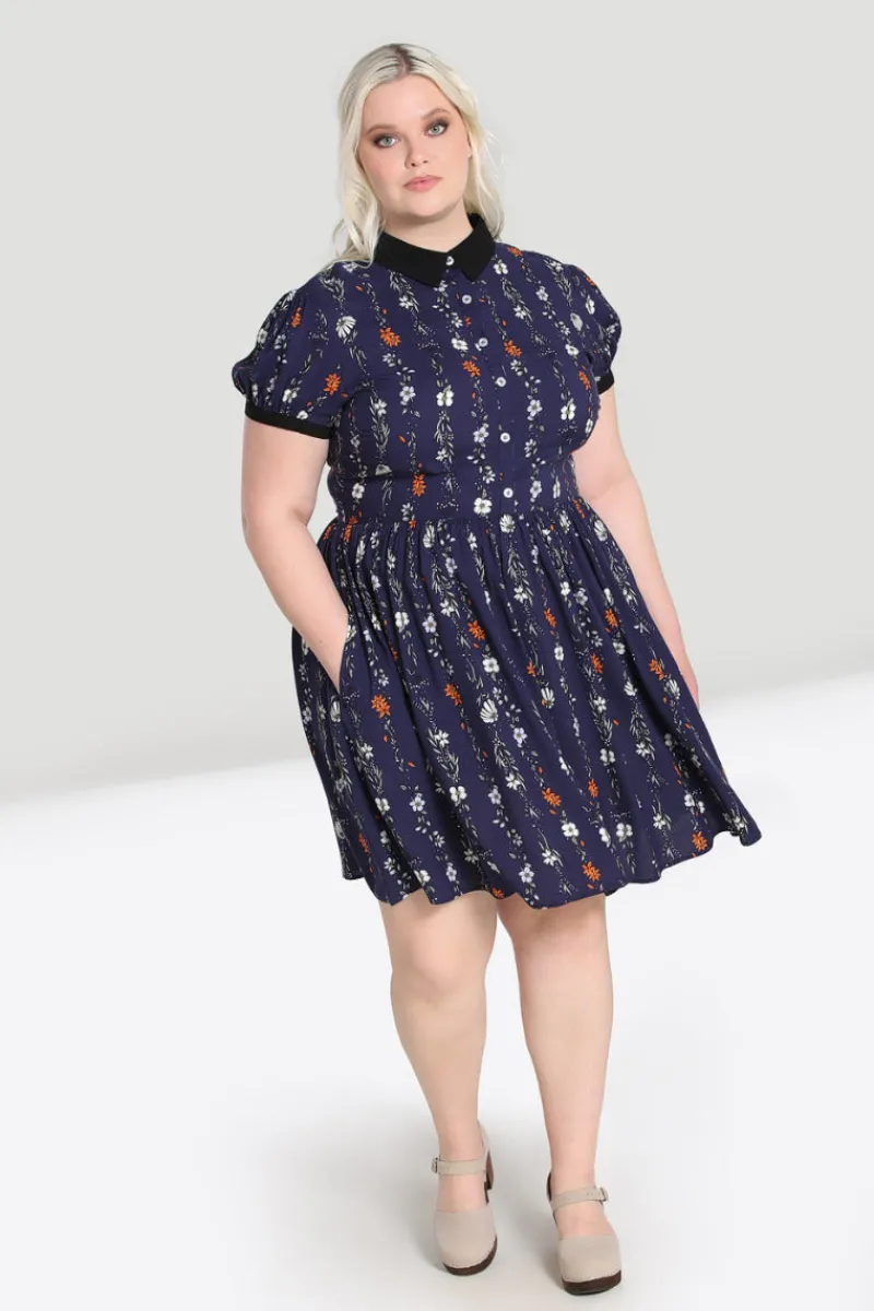 Hell Bunny Asta Mini Dress Blue Discount