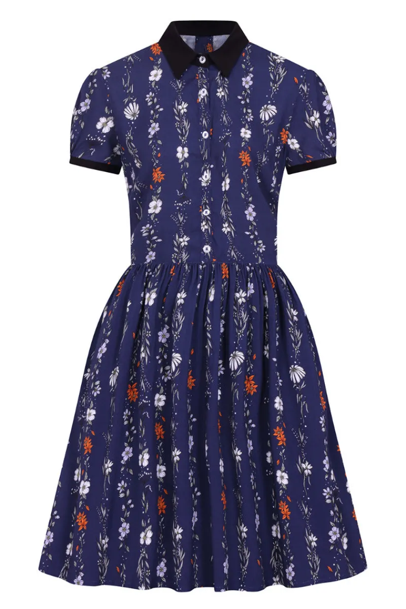 Hell Bunny Asta Mini Dress Blue Discount