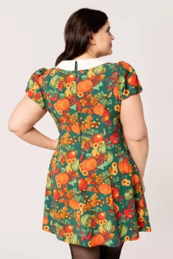 Hell Bunny Autumn Mini Dress Green Hot