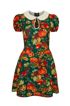 Hell Bunny Autumn Mini Dress Green Hot