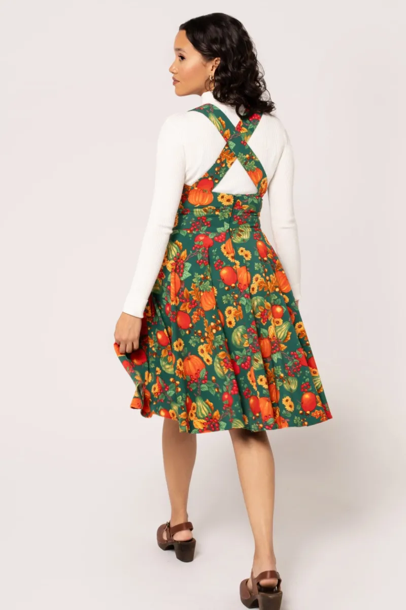 Hell Bunny Autumn Pinafore Dress Green Online