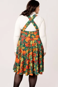 Hell Bunny Autumn Pinafore Dress Green Online