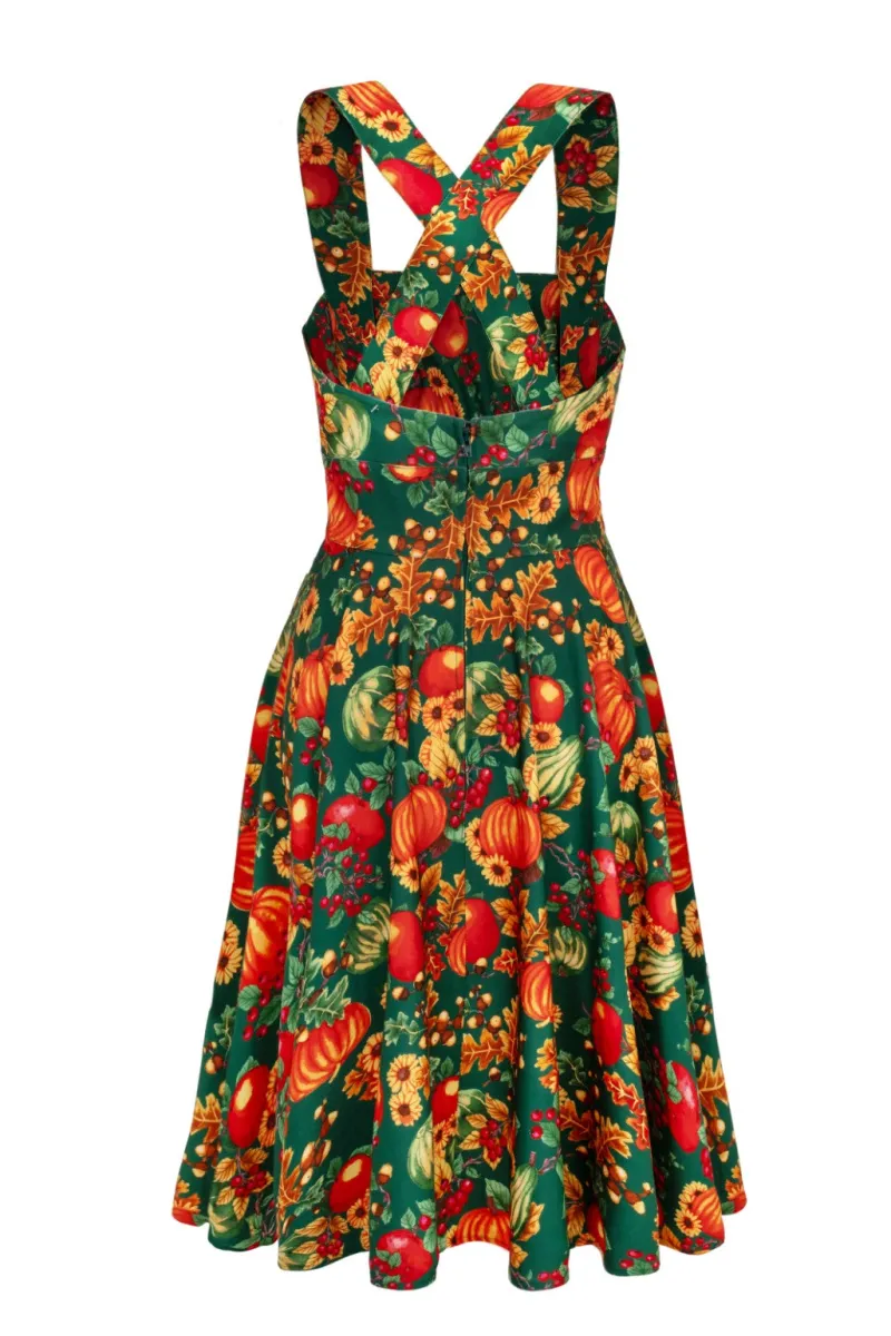 Hell Bunny Autumn Pinafore Dress Green Online