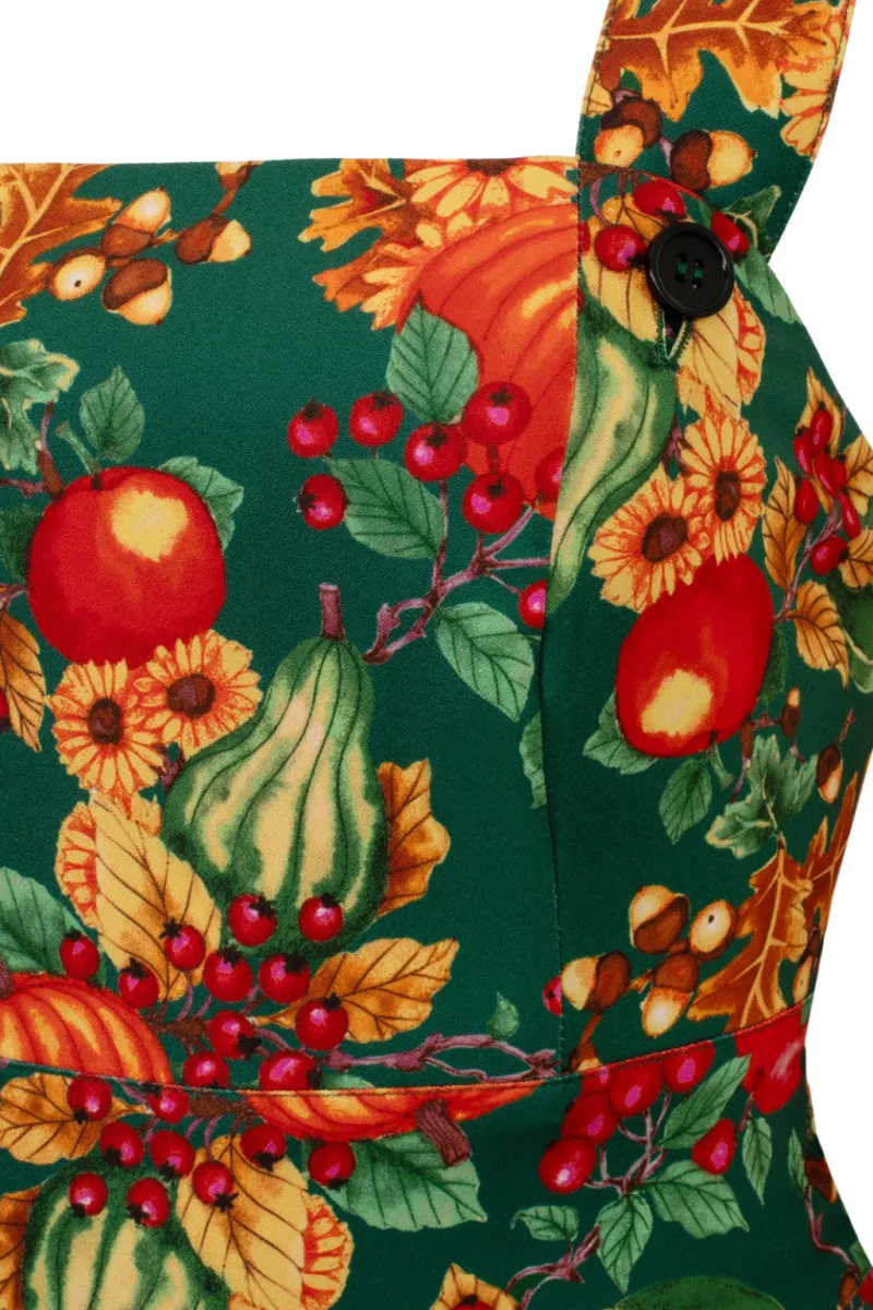 Hell Bunny Autumn Pinafore Dress Green Online