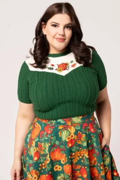 Hell Bunny Autumn Top Green Sale