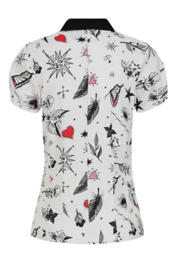Hell Bunny Avery Blouse White Discount