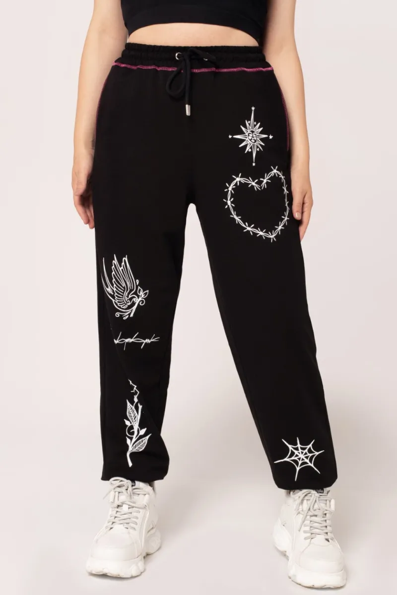 Hell Bunny Avery Joggers Black Discount