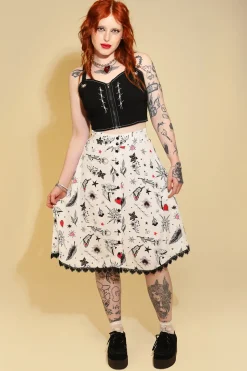 Hell Bunny Avery Skirt White Best
