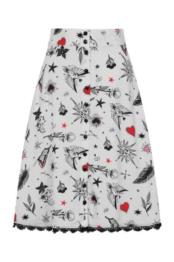 Hell Bunny Avery Skirt White Best