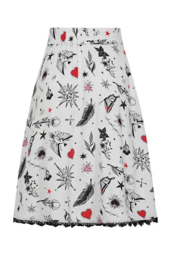 Hell Bunny Avery Skirt White Best