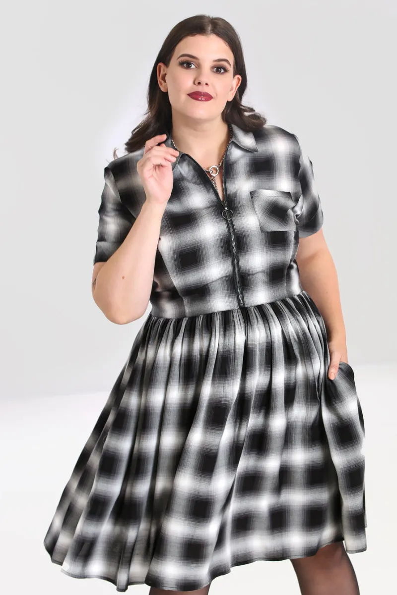 Hell Bunny Avril Mid Dress Grey Outlet