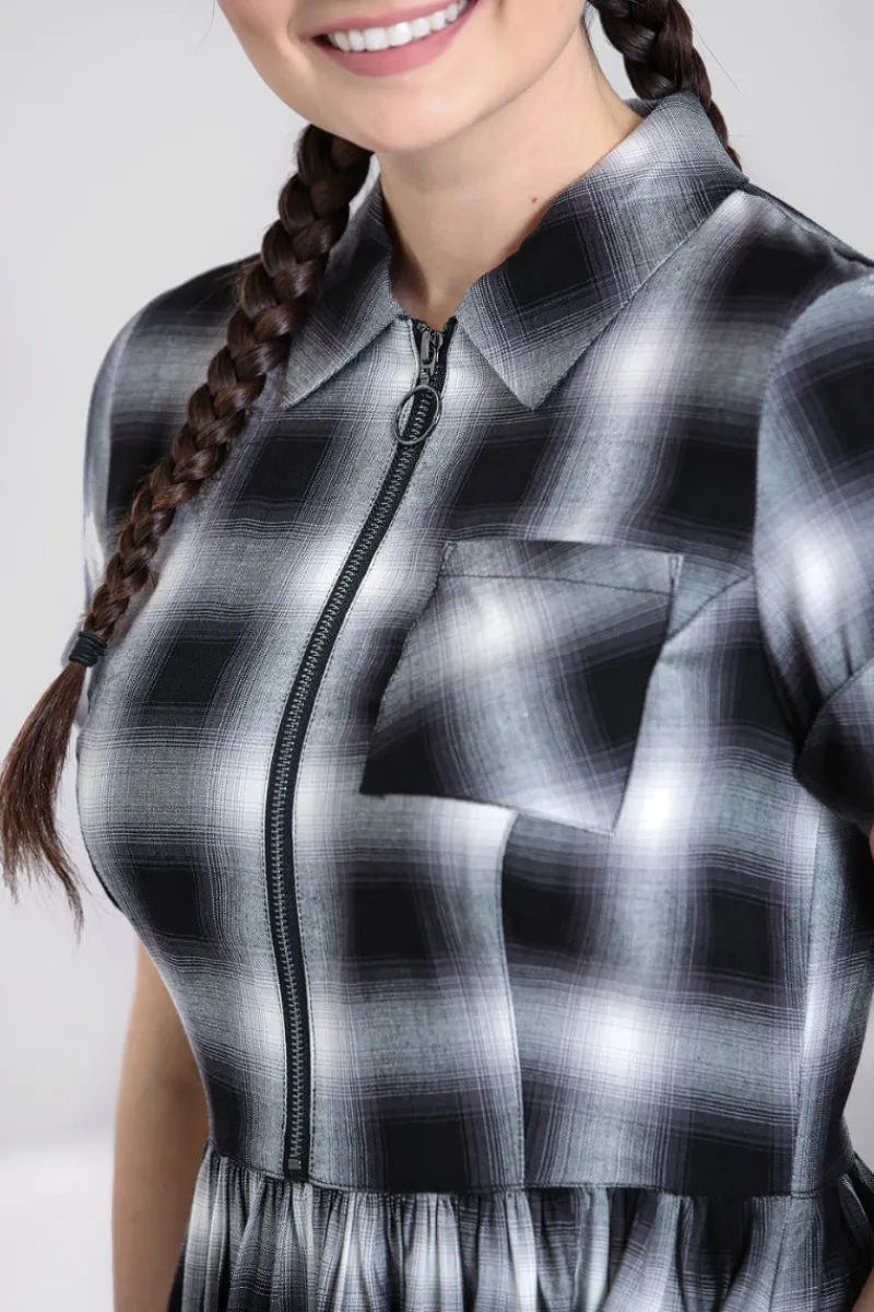 Hell Bunny Avril Mid Dress Grey Outlet