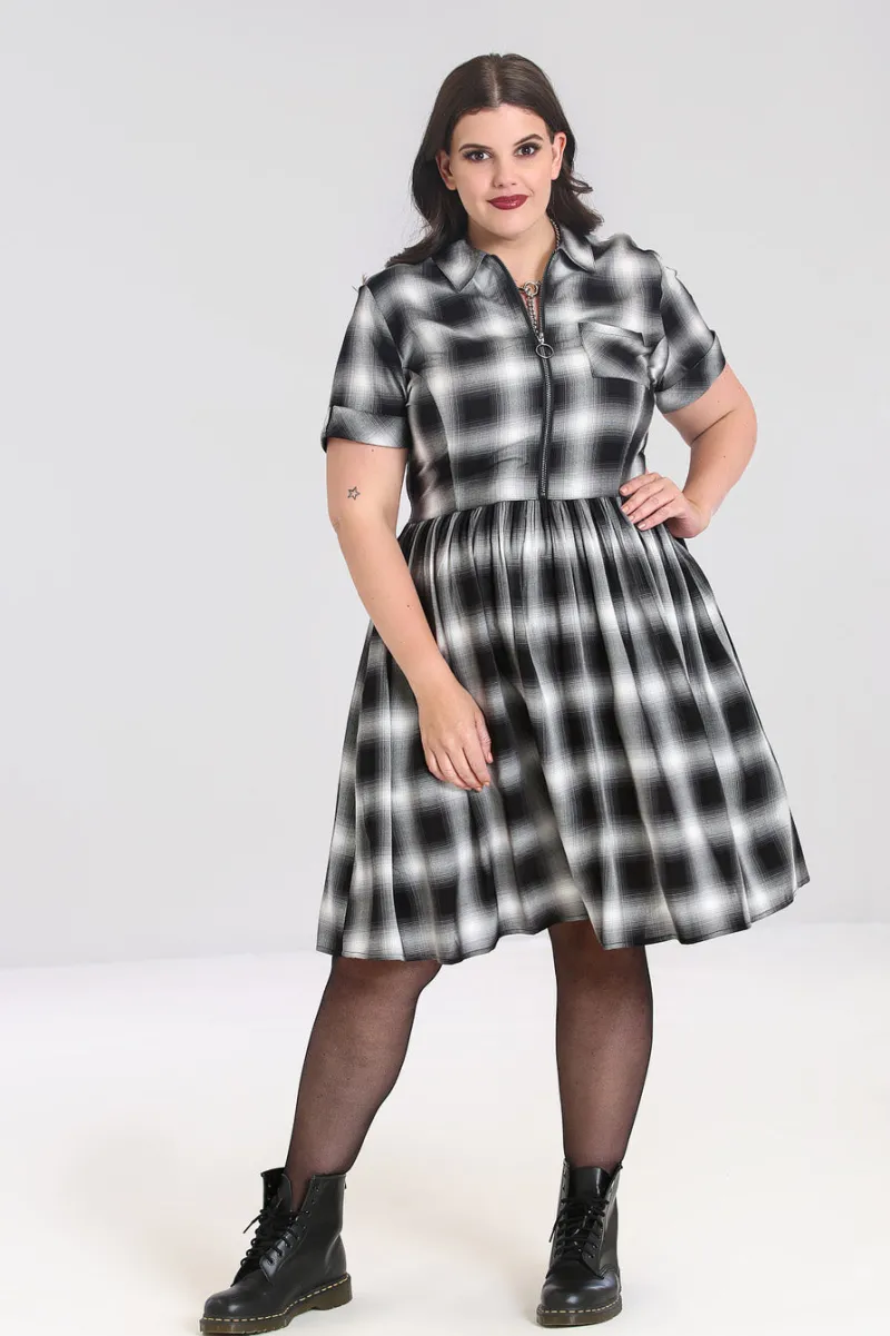 Hell Bunny Avril Mid Dress Grey Outlet