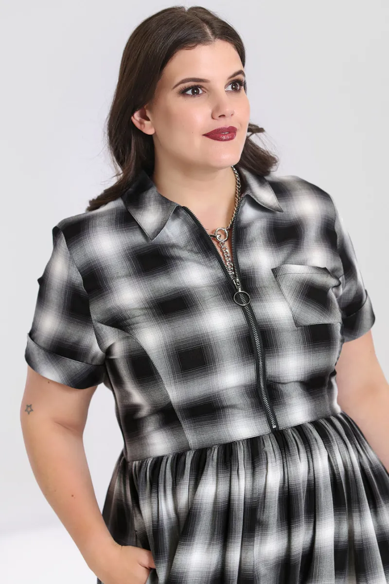 Hell Bunny Avril Mid Dress Grey Outlet