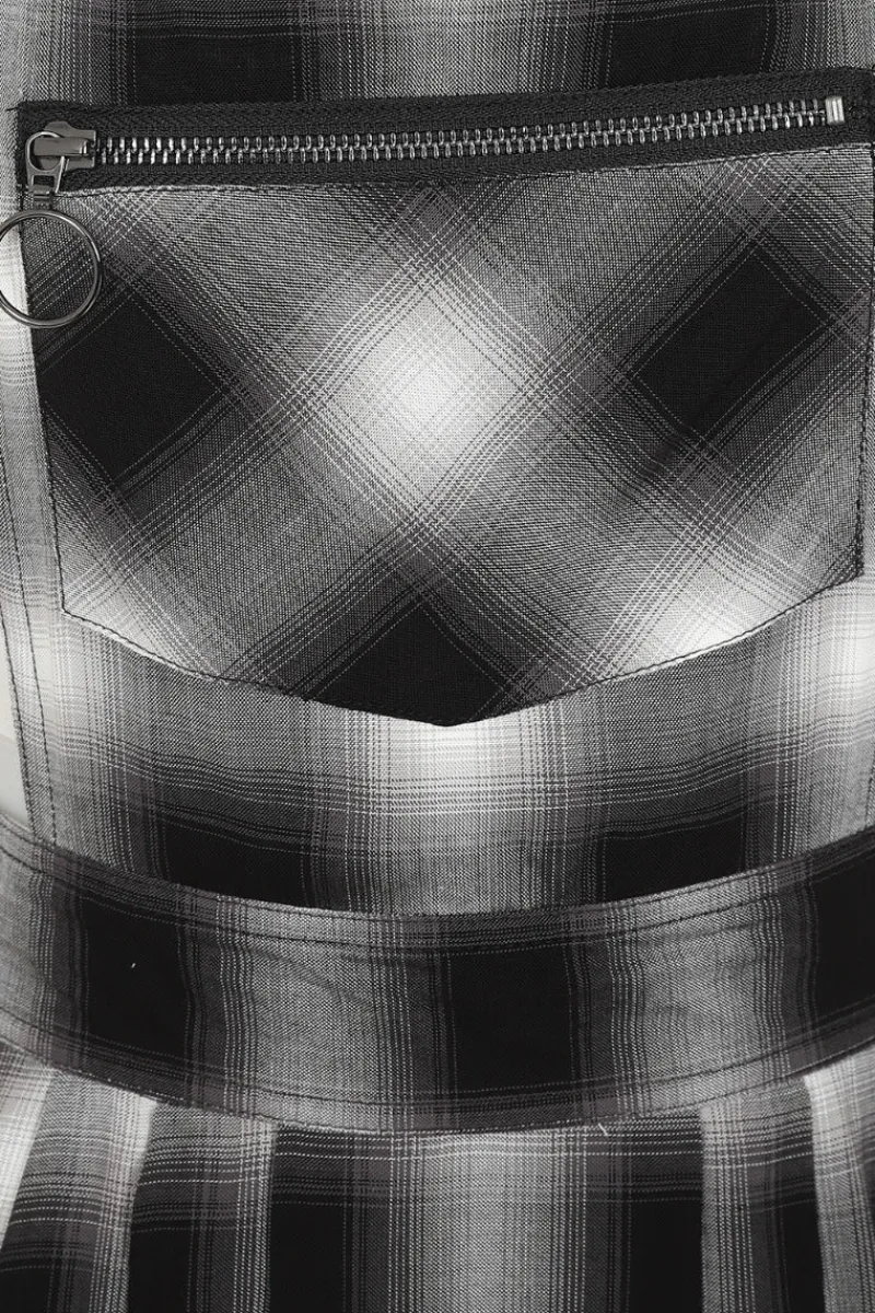 Hell Bunny Avril Pinafore Dress Grey Clearance