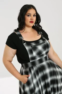 Hell Bunny Avril Pinafore Dress Grey Clearance