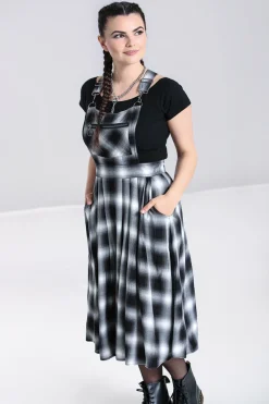 Hell Bunny Avril Pinafore Dress Grey Clearance