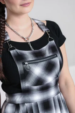 Hell Bunny Avril Pinafore Dress Grey Clearance