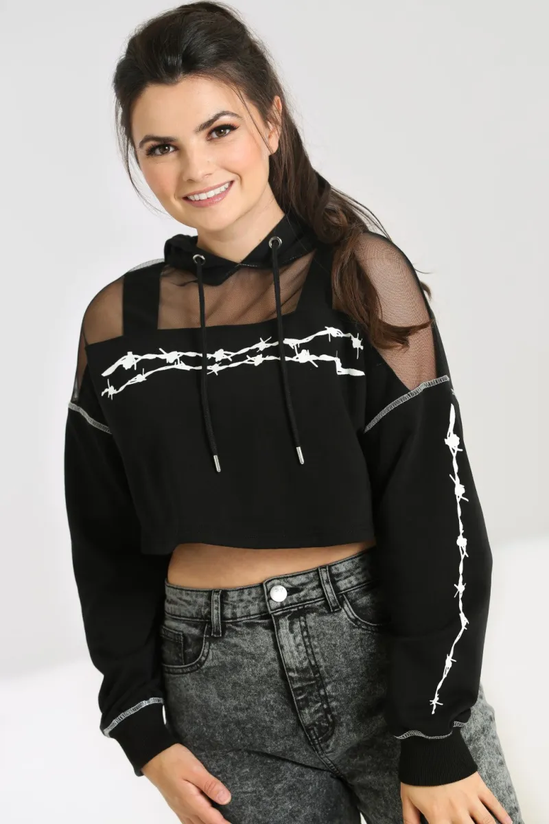 Hell Bunny Barbed Wire Hoodie Black Clearance