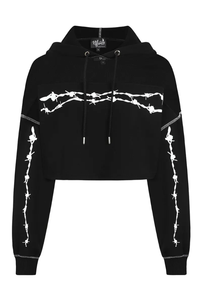Hell Bunny Barbed Wire Hoodie Black Clearance