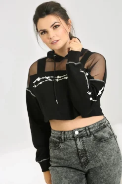 Hell Bunny Barbed Wire Hoodie Black Clearance