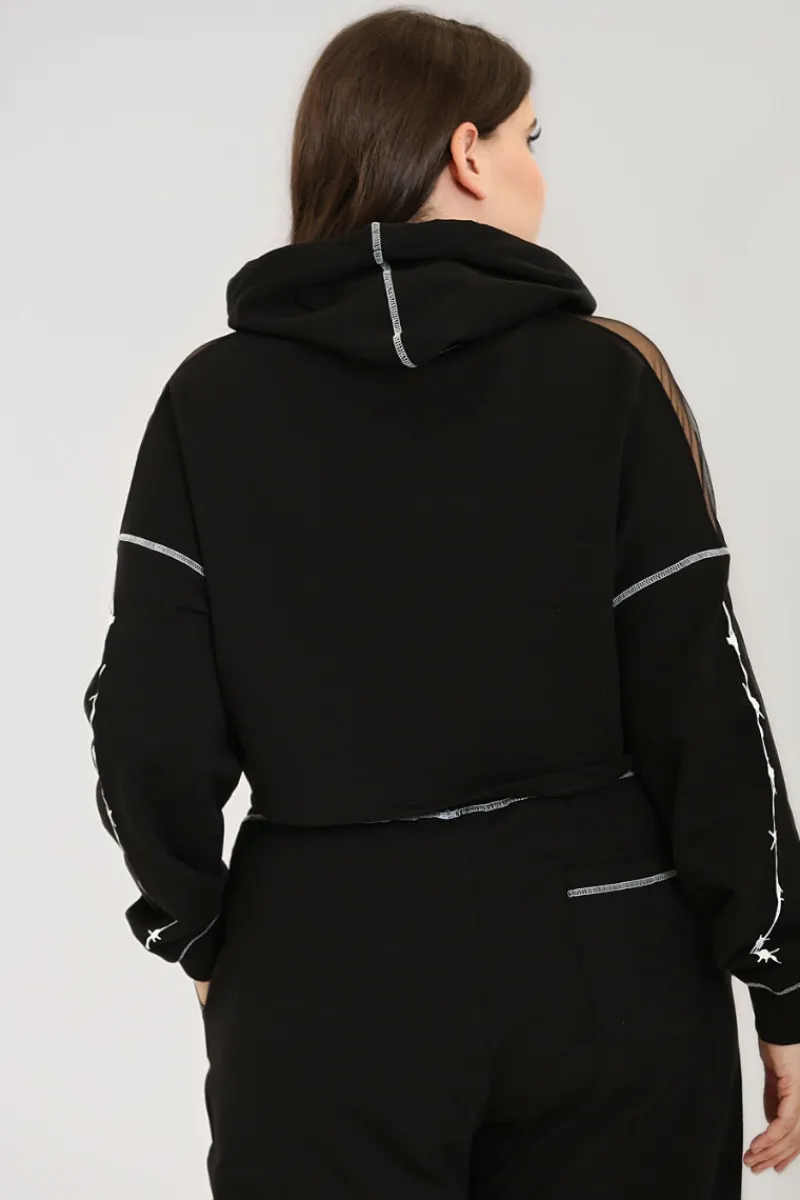 Hell Bunny Barbed Wire Hoodie Black Clearance