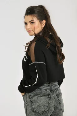 Hell Bunny Barbed Wire Hoodie Black Clearance
