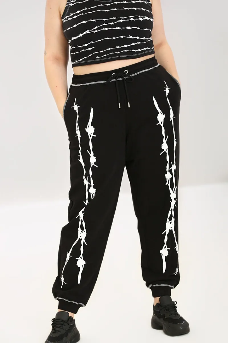 Hell Bunny Barbed Wire Joggers Black