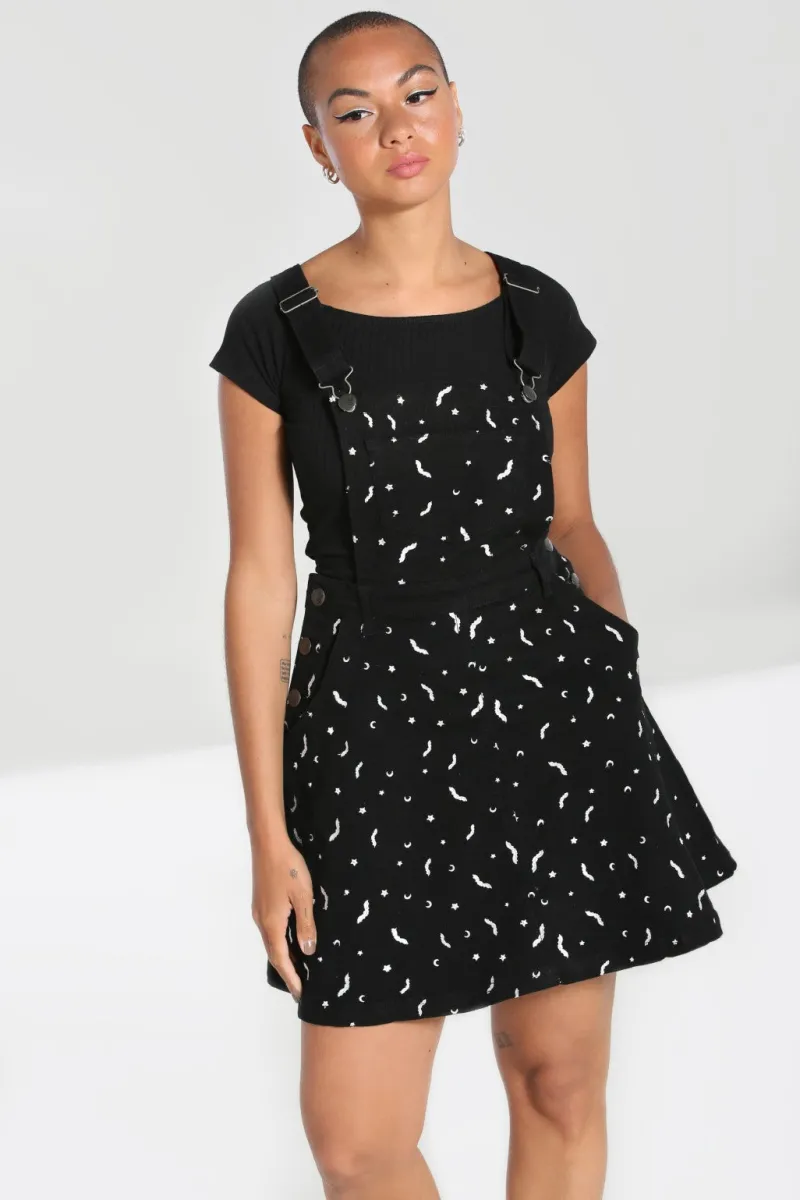 Hell Bunny Bat Pinafore Dress Black Sale