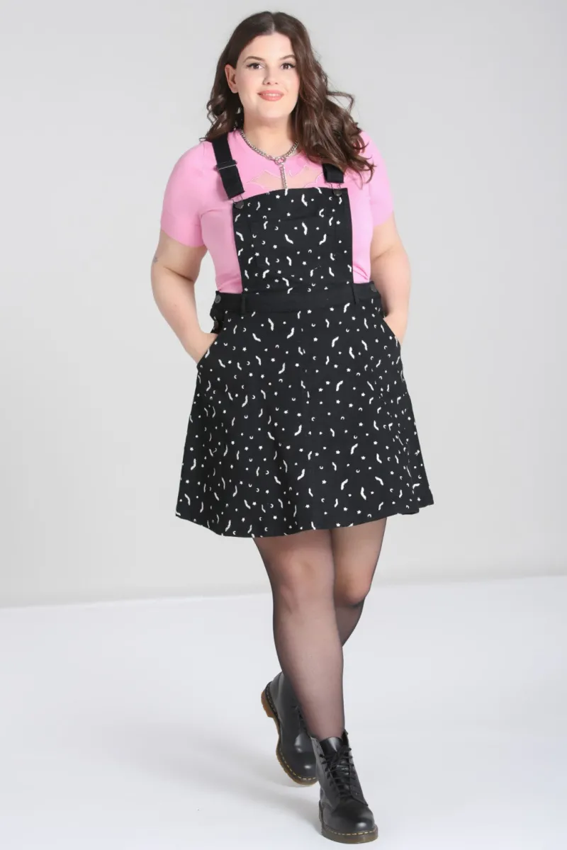 Hell Bunny Bat Pinafore Dress Black Sale