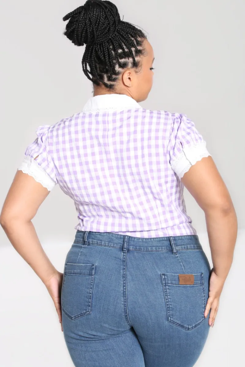 Hell Bunny BB Blouse Lavender Hot