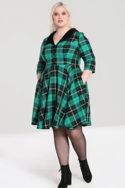 Hell Bunny Beryl Mid Dress Green Hot