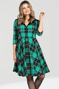 Hell Bunny Beryl Mid Dress Green Hot
