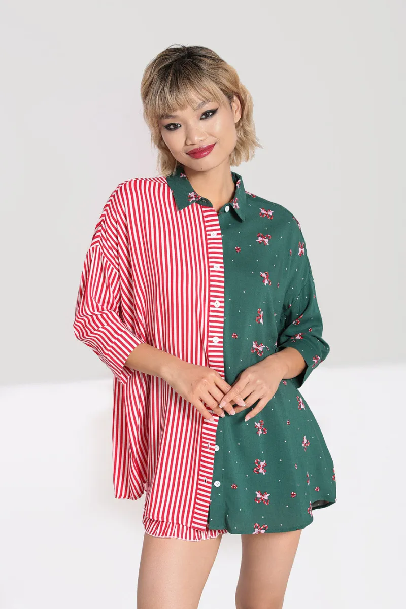 Hell Bunny Beth Oversized Shirt Green Sale